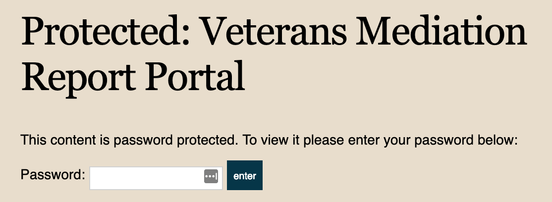 Veterans Mediation Report Portal